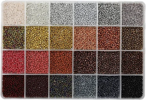 12/0 cuentas de semillas de vidrio alrededor de 15600 piezas, 24 colores de 0.079 pulgadas, kit de cuentas de semillas sueltas para hacer pulseras