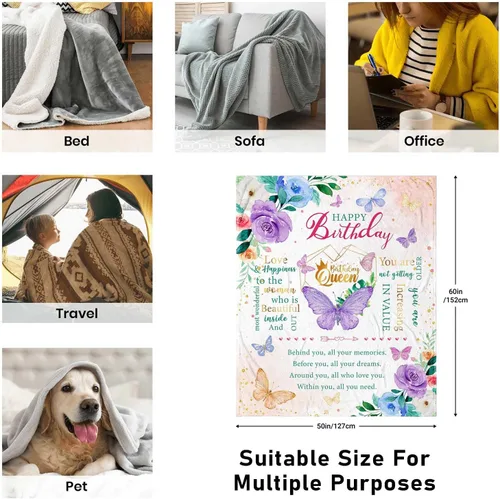 Miniatura 4 de Regalos de cumpleaños para mujeres, regalos de feliz cumpleaños para mujeres, manta decorativa de amistad de 50" x 60", las mejores ideas de regalos