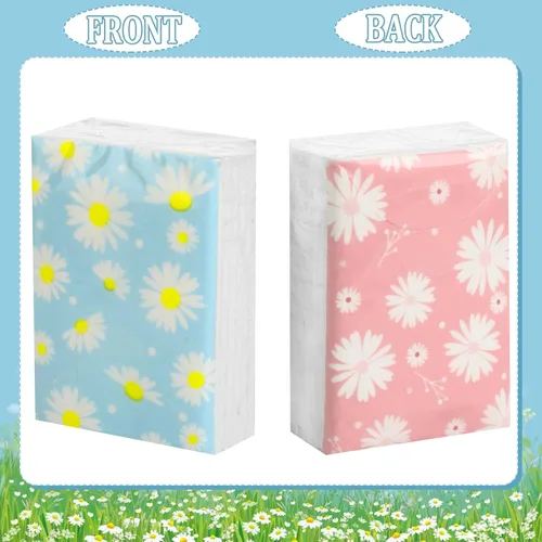 Miniatura 4 de Outus Paquete de 100 800 hojas de pañuelos pequeños de bolsillo de viaje, 3 capas, tamaño de viaje, pañuelos faciales individuales, diseño floral