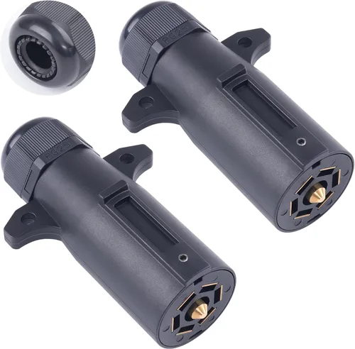 Miniatura 9 de CheeMuii 2 PCS Enchufe de remolque de 7 pines con sello impermeable, resistente, 7 vías redondas, estilo RV, conector de remolque de 7 puntos