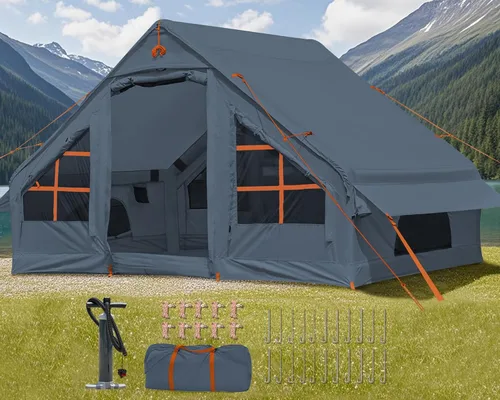 Inflatable Camping Tent,2/4/6/8 Person Glamping Inflatable Tents with Awning, Quick Setup Blow Up Tents with Pump, Waterproof Oxford Inflatable 4