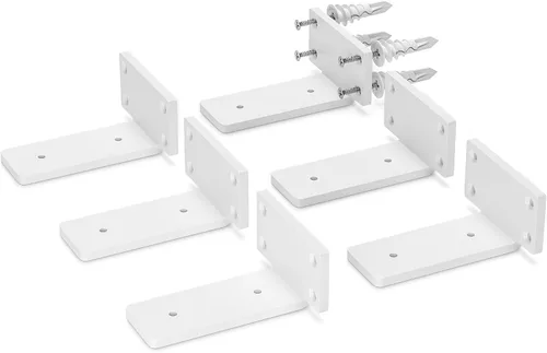 Miniatura 21 de Paquete de 4 soportes flotantes para estantes de 4 pulgadas, soportes ocultos en L resistentes, soportes de estante industriales rústicos