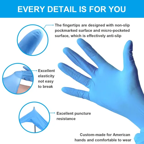 Miniatura 7 de FINITEX Guantes desechables de nitrilo para examen médico, 4 mil, sin polvo, sin látex, 100 unidades, para examen, limpieza del hogar, guantes