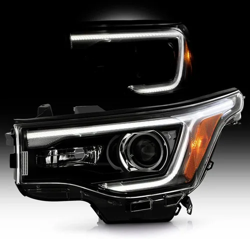 KEEKPO - Para 2017 2018 2019 GMC Acadia Factory halógeno w/LED DRL faro delantero negro reemplazo lado izquierdo del conductor