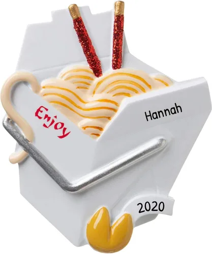 Adornos de comida personalizados 2025 – Adorno de comida china, cajas chinas adornos de Navidad personalizados, caja de comida para llevar, adorno
