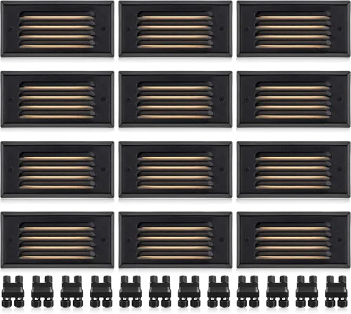 Miniatura 11 de SUNVIE Luces de paso de bajo voltaje, luces LED de escalera para exteriores de 5 W con placa frontal de rejilla horizontal para escalones