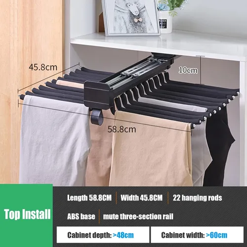 Miniatura 2 de Perchero extraíble para 22 brazos, barra silenciosa para colgar pantalones de armario, barra de materiales flocados, percha extensible