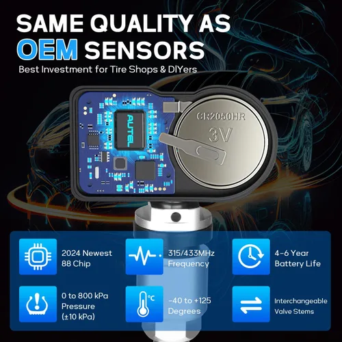 Miniatura 5 de Autel Sensores TPMS, MX-Sensor 2 en 1 de frecuencia dual 315MHz + 433 MHz de presión de nivel OE, programable por Autel TPMS Tool