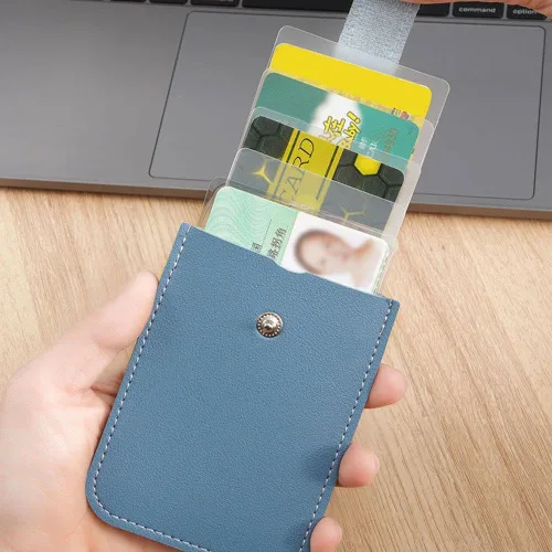 Miniatura 6 de Crazyview Cardcarie - Organizador de tarjetas extraíble, bolsa organizadora de cuero con cierre a presión, organizador de tarjetas extraíble
