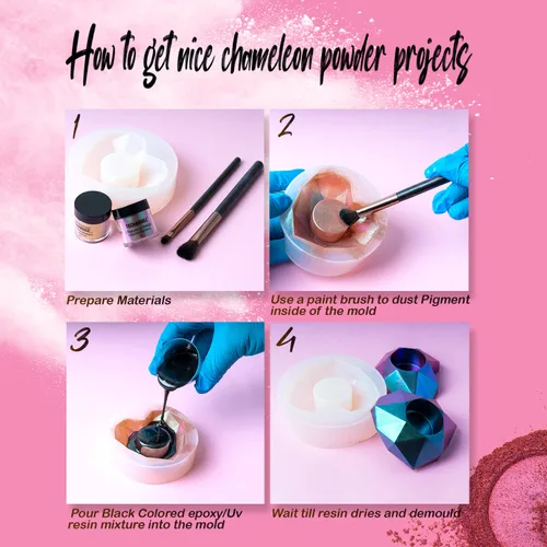 Miniatura 6 de TECHAROOZ Chameleon - Polvo de mica, 8 frascos de 0.18 oz de polvo cromado para uñas de cambio de color, purpurina holográfica para suministros de A