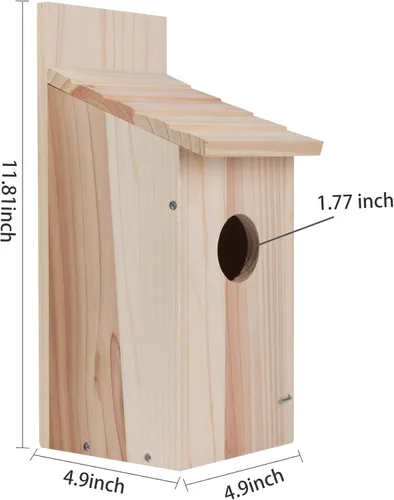 Miniatura 4 de Paquete de 2 casas para pájaros para exteriores, casas tipo caja para pájaros azules para exteriores, pajarera de cedro para pinzones, golondrinas