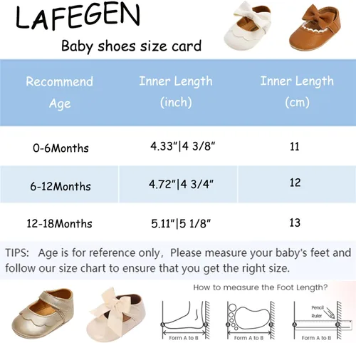 Miniatura 5 de LAFEGEN Zapatos planos Mary Jane para bebés y niñas con Bownot, suela suave, suela suave, piel sintética, recién nacidos, para primeros pasos