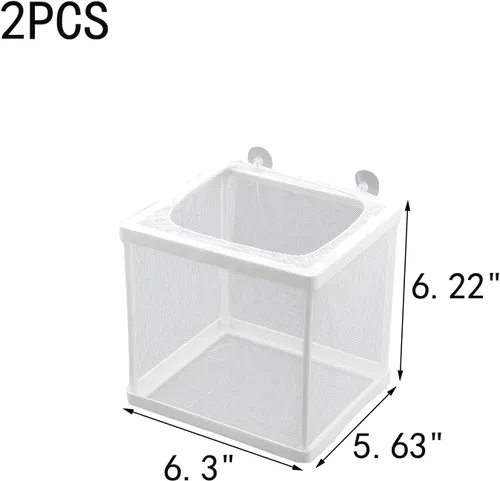 Miniatura 2 de MY MIRONEY Caja de malla para incubadora de peces de 6.3 x 5.63 x 6.22 pulgadas, caja de criador de acuarios, malla de nailon blanco, red