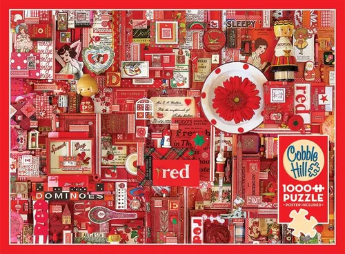 Miniatura 5 de Cobble Hill - Rompecabezas de 1000 piezas, colección Rainbow: rojo, muestra de póster incluido