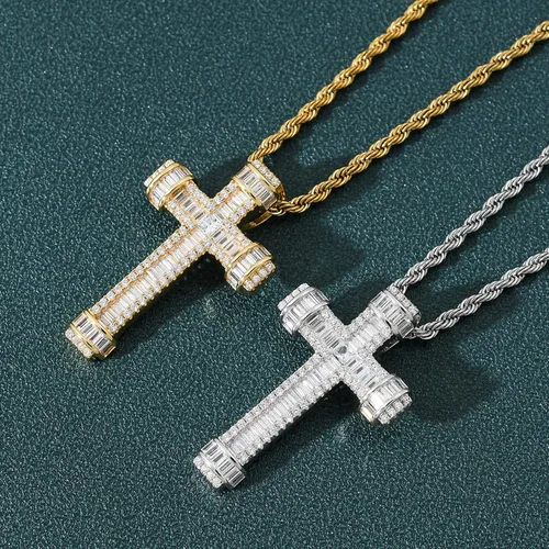Miniatura 4 de STARCHENIE Collar de cruz para hombre, chapado en oro de latón, circonita cúbica, colgante de cruz de Jesucristo, joyería de 24 pulgadas, cadena