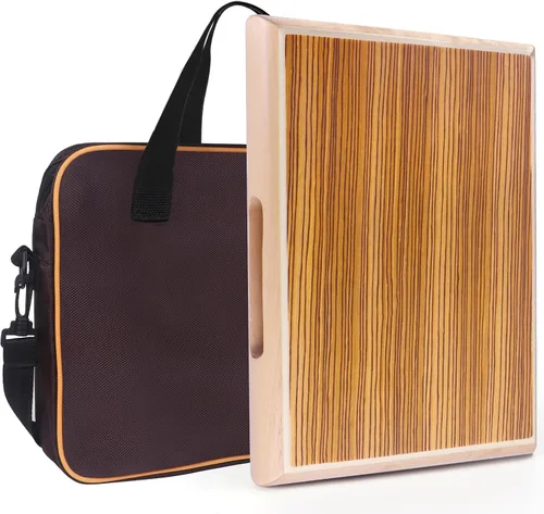 Cajon, 12 x 9.4 x 1.7 pulgadas, caja de percusión de madera de cebra caja de ritmos con cuerdas ajustables internas Cajones, llave, bolsa de