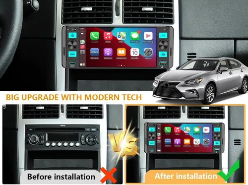 Miniatura 5 de Estéreo de automóvil de un solo DIN: radio de pantalla táctil de doble perilla con Apple CarPlay inalámbrico y Android Auto Actualiza tu auto