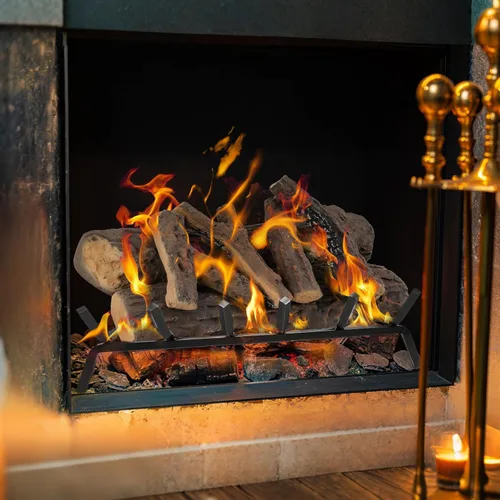 Miniatura 6 de Skyflame Set de 6 Troncos Grandes para Chimenea a Gas, Troncos de Madera Realistas Resistente al Calor para Chimenea de Gas, Fuego Central o Fogata