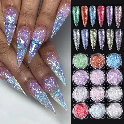 Miniatura 26 de Polvo de uñas cromado, efecto espejo, polvo metálico, 6 colores, bronce, marrón, negro, oro rosa, holográfico, purpurina cromada, pigmento en polvo