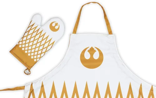 Miniatura 2 de Seven20 Juego de delantal y guantes de horno oficiales de Star Wars Rebel blanco/dorado, accesorio de utensilios de cocina blancos, artículos