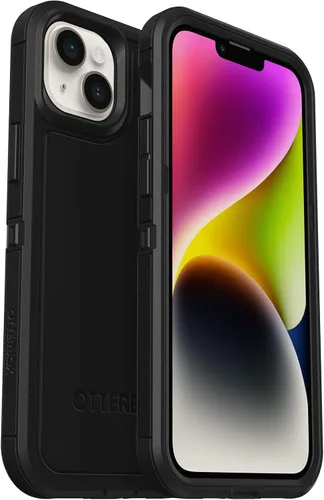 OtterBox Funda para iPhone 14 Plus Defender Series XT, color negro, sin pantalla, resistente, se ajusta a MagSafe, accesorio con cordón