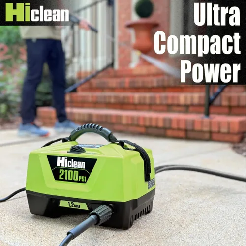 Miniatura 2 de Hiclean Lavadora a presión eléctrica de 2100 PSI – Lavadora portátil para detalles de automóviles, patios, vallas y limpieza al aire libre, diseño