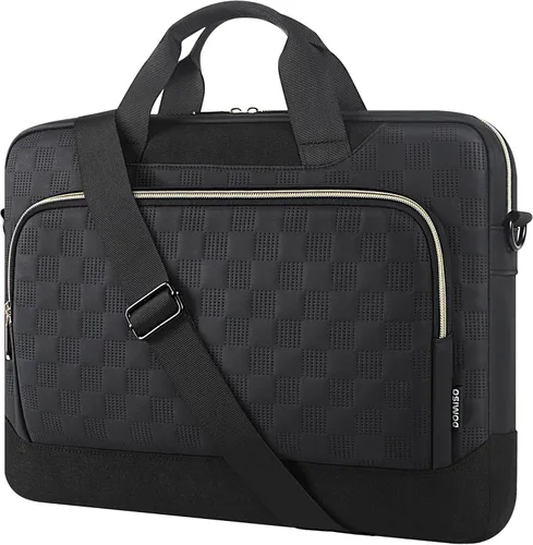DOMISO Bolsa para portátil de 15 a 15.6 pulgadas, maletín de negocios impermeable con correa de carrito para maleta, se adapta a computadora de 15.6