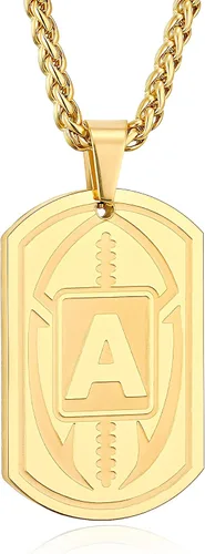 Miniatura 31 de Graduation Gifts - Football Initial Necklace for Men Boys Kids Teen Dog Tag Stainless Steel Black Letter Pendant Sport Football Athletes Jewelry