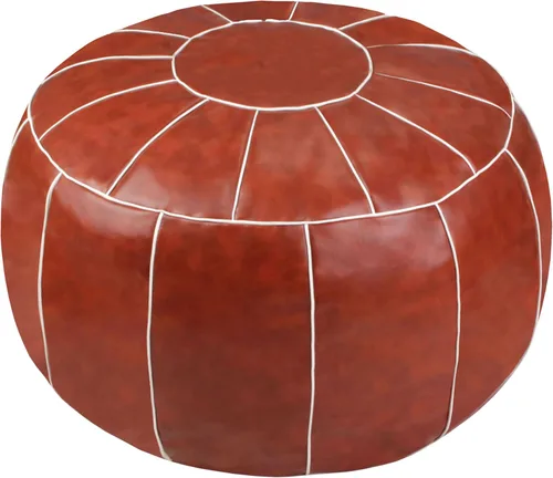 Miniatura 10 de Puf decorativo para pies, taburete redondo de cuero sin relleno, cojín otomano de almacenamiento o para descansar tus pies, silla de suelo, pie