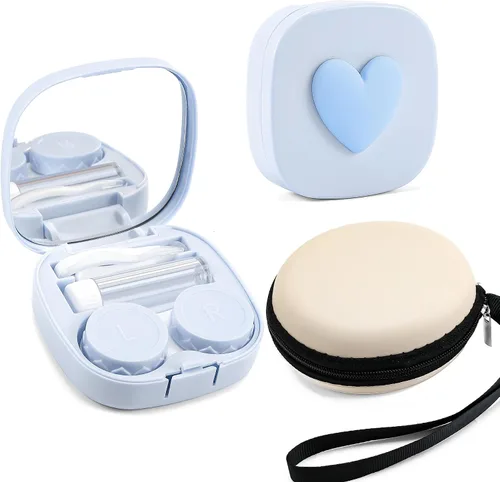FEISEDY Portátil Lindo Lente De Contacto Herramienta Removedor De Caso Con Espejo Pinzas Kit Para Mujeres Y Niña B0081 Azul