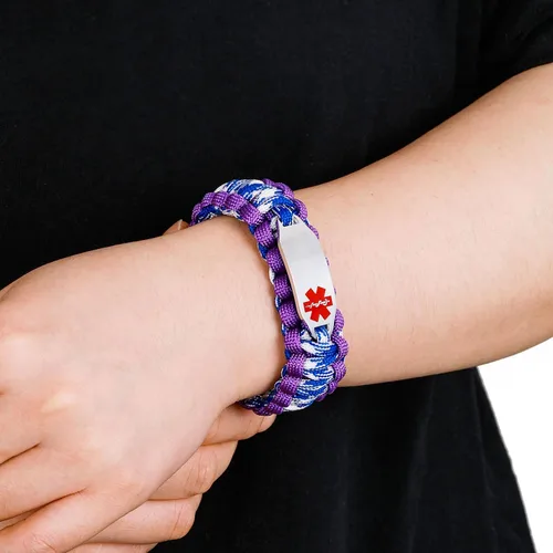 Miniatura 71 de Pulsera de alerta médica Paracord para hombres y mujeres Pulsera de identificación médica de acero inoxidable con hebillas de liberación lateral