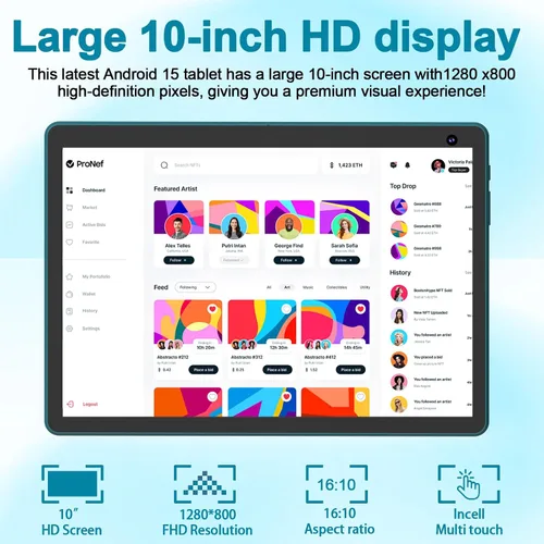 Miniatura 7 de Tablet Android 15 de 10 pulgadas, tableta 2 en 1 con teclado. 8GB RAM+32GB ROM compatible con tabletas PC expandibles de 1TB, CPU de cuatro núcleos