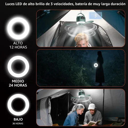 Miniatura 4 de Ventilador de techo inalámbrico portátil con control remoto, diseño de 3 aspas, batería de 10040 mAh operado por pilas, ventilador colgante