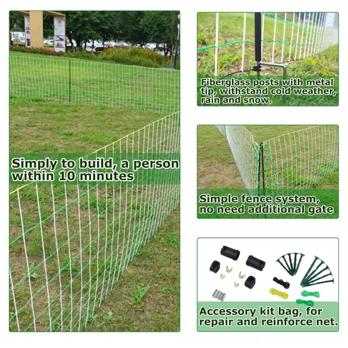 Miniatura 3 de Red eléctrica para cercas – Cercas de pollo para el patio, red semirrígida para ganado o aves de corral, valla de red de aves de corral de doble