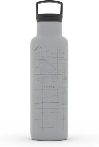 Miniatura 182 de Well Told Botella de agua aislada con mapa de Washington DC grabado, botella de acero inoxidable grabada (21 onzas, blanco) botella aislada de mapa