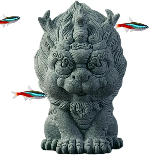 livelyfish Feng Shui Guardián Chi Lin/Kylin/Qi Lin Estatua de arenisca Estatua de piedra arenisca Escultura de buena suerte, decoración china para