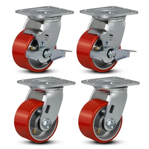 Miniatura 80 de Ruedas industriales de 4 x 2 pulgadas, ruedas resistentes, ruedas de poliuretano, capacidad de hasta 3200 libras. Uso para camión de plataforma