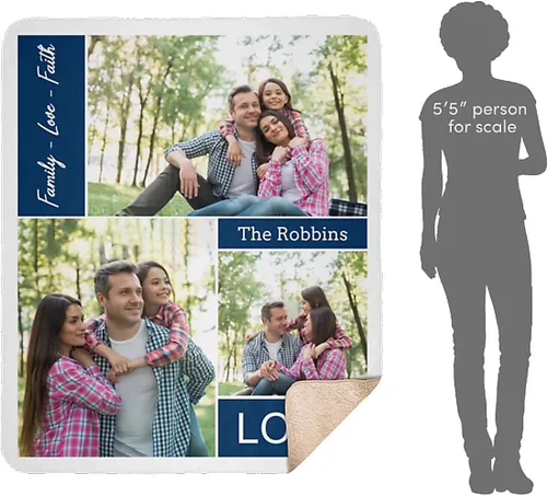 Miniatura 7 de Manta personalizada con collage de 3 imágenes a todo color. Personalizado de tus fotos y apellido. Manta de forro polar súper suave para bebés