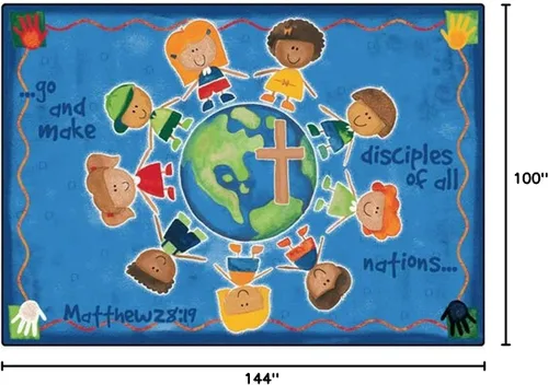 Miniatura 2 de Alfombras para niños KID$Value Plus 92017 Great Commission - Alfombra rectangular de 7 pies 6 pulgadas x 12 pies
