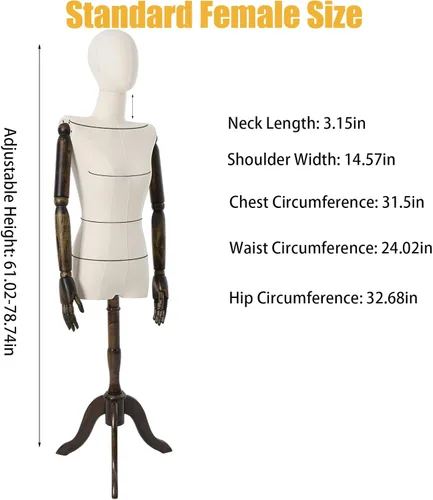 Miniatura 4 de Exhibición de la forma del vestido femenino Forma de vestido de torso de maniquí femenino Modelo de vestido de costura con brazos desmontables