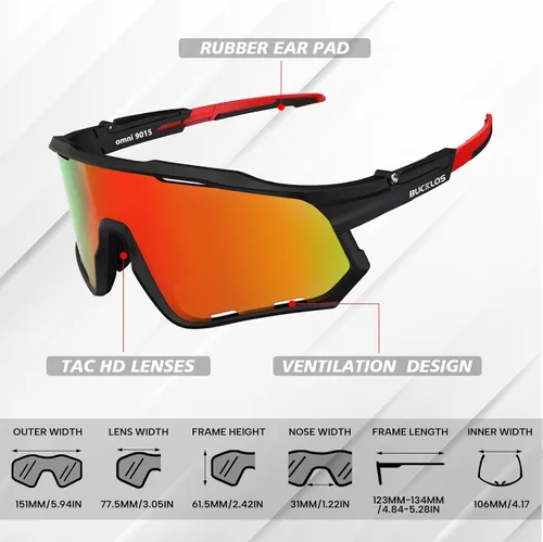 Miniatura 8 de BUCKLOS Gafas de sol polarizadas para ciclismo y correr para hombres y mujeres, protección UV400, gafas de sol TR90 para bicicleta, béisbol