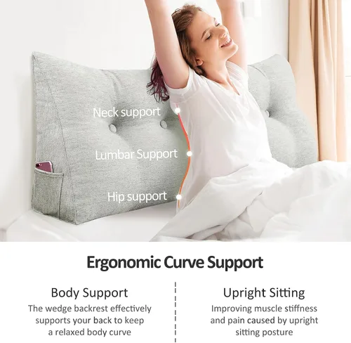 Miniatura 3 de Almohada de cuña pequeña para cabecero; almohada para leer, para sentarse en la cama, almohada triangular de respaldo para adultos, almohada