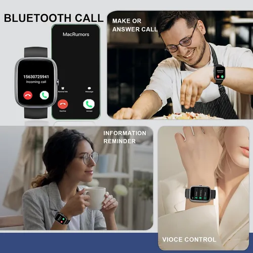 Miniatura 3 de Reloj inteligente para hombres y mujeres, reloj inteligente de 1.91 pulgadas con respuesta/hacer llamadas, rastreador de fitness con más de 100