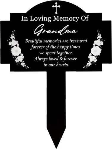 Decoraciones de tumbas para cementerio, estacas conmemorativas, estaca de metal impermeable para condolencias y placa conmemorativa para exteriores