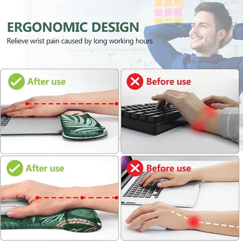 Miniatura 3 de AIMSA Alfombrilla ergonómica para mouse con soporte para reposamuñecas, de espuma viscoelástica, antideslizante, fácil de escribir y aliviar