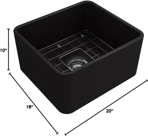Miniatura 8 de BOCCHI Classico Farmhouse Fregadero de cocina de arcilla refractaria con frente de delantal de 20 pulgadas, un solo tazón, con rejilla protectora