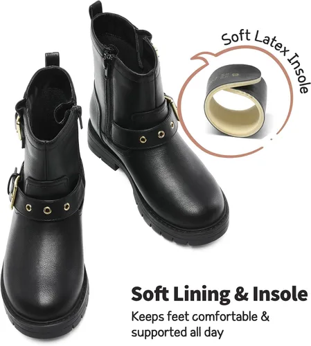 Miniatura 5 de DREAM PAIRS Botines impermeables con cremallera lateral para niñas pequeñas y grandes