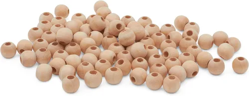Miniatura 23 de Perlas de madera grandes para manualidades - Paquete de 12 perlas de 32 mm con agujero de 1-1/4 x 3/8 pulgadas, perlas de madera grandes con Paquete