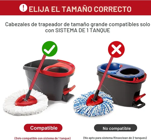 Miniatura 2 de Cabezales de repuesto para trapeador O-Ceda de repuesto para cabezal de fregona giratoria EasyWrin, repuesto de cabezales de trapeador giratorio