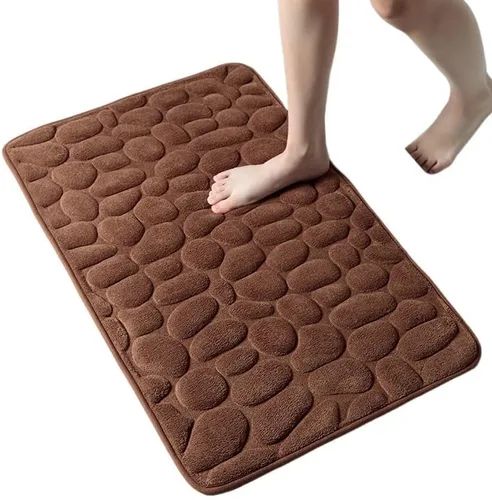 Miniatura 4 de Alfombra antideslizante de Baño con Relieve de Adoquines, Alfombras Antideslizantes En Lavabo, Alfombra De Suelo Lateral De Bañera, Felpudo De